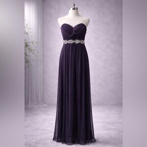 Elegant Strapless Purple Evening Gown – Juniors Size 1 – Rhinestone Waist Detail
